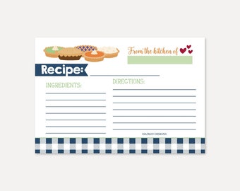 Share a Recipe Card Template, Fill in the Blank Pumpkin Recipe Cards for Pie Tasting Competition, Pie Making Contest, Thanksgiving & Pie Day