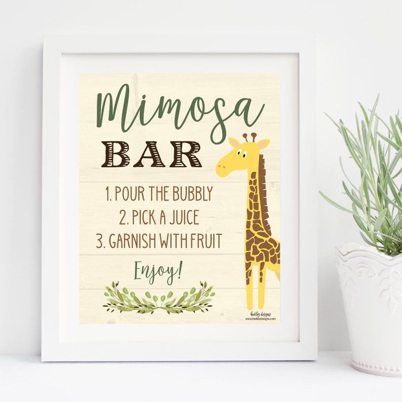 Giraffe Baby Shower Mimosa Sign Template Baby Shower Mimosa Etsy