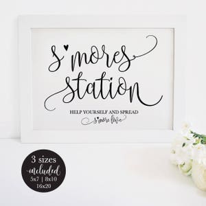 S&#39;mores Station Wedding Sign Printable, S&#39;more Favor Table Signage, Smore&#39;s Bar Outdoor Reception Party Decorations, DIY Instant Download