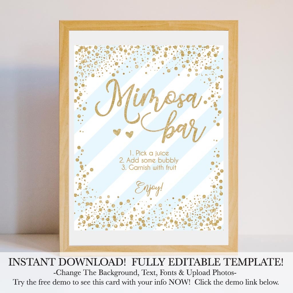 Baby Shower Signage Digital Download DIY Printable Baby Shower Decorations Hadley Designs Blue Vertical Stripes Gifts and Cards Sign