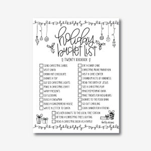 Holiday Bucket List Template -Christmas Bucket List, Custom Bucket List, Editable Holiday List, Christmas List, Holiday List, Hadley Designs