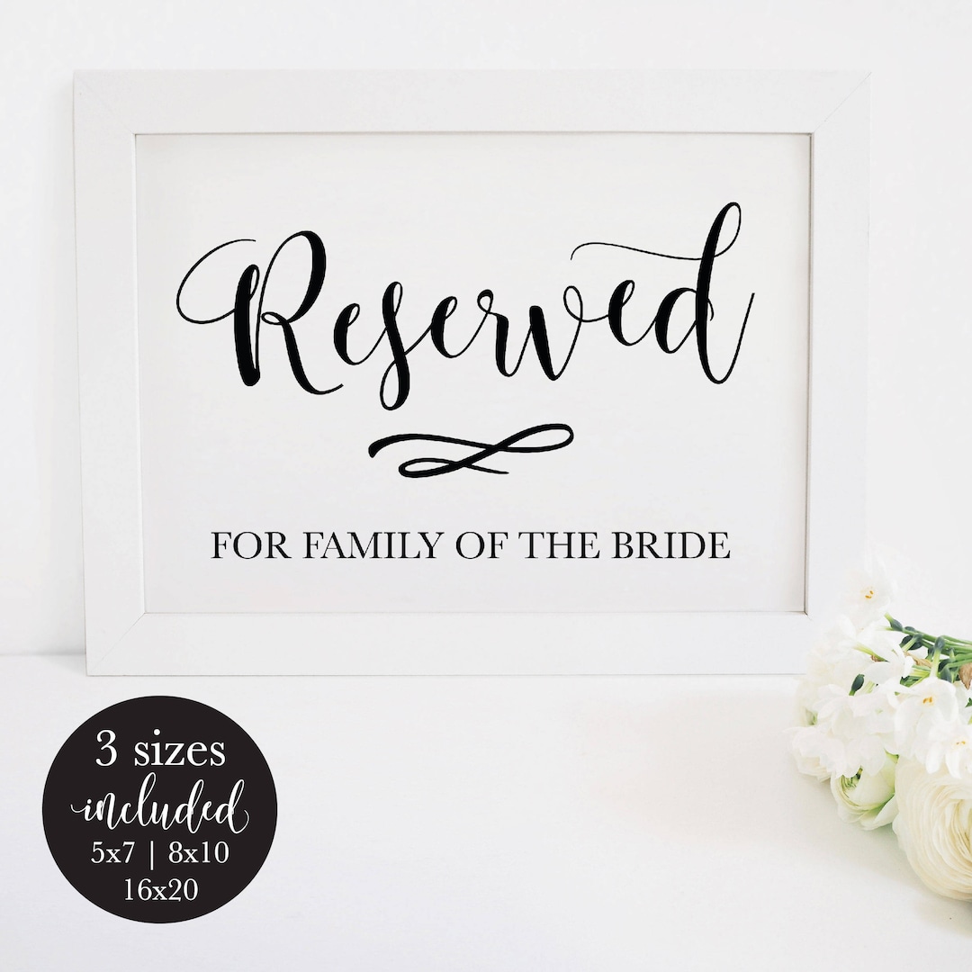 Printable Reserved Sign for Wedding, Rustic Ceremony Seating Table Card ...