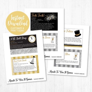 Minute To Win It Printable, Minute To Win It New Years Eve, New Years Eve Games, New Years Games, New Years Eve Party Minute to Win It Games