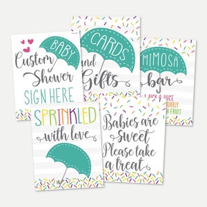 Saupoudrez les modèles de signes de douche de bébé - signe de douche de bébé, paquet de signe de douche de bébé, signes de douche de bébé assortis, signe imprimable