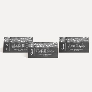 KreideSpitze Lichter Hochzeit Tischkarten Vorlage - Tischkarten Hochzeit Empfang, Hochzeit Tischkarte Kalligraphie, druckbare PDF