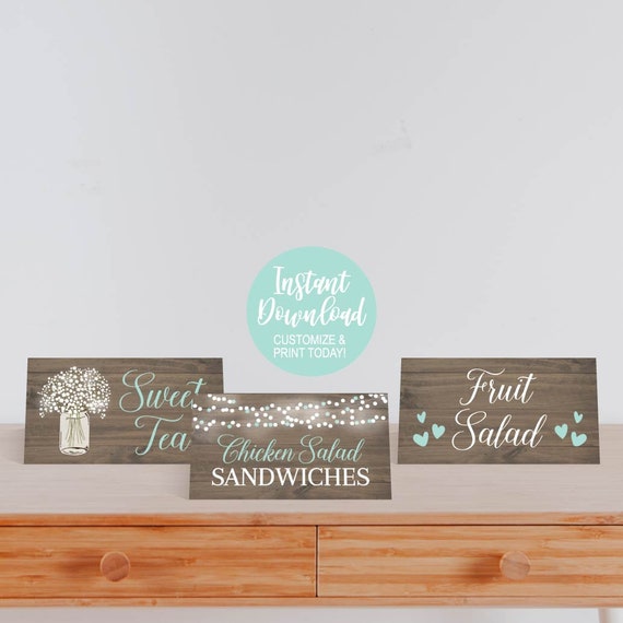 Printable Food Sign Editable Table Decorations Digital - Etsy Ireland