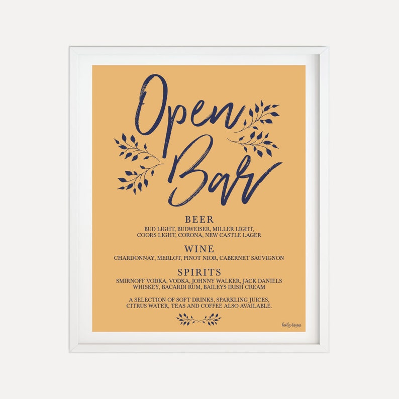 Navy Mustard Rustic Wedding Bar Menu Sign Template Hadley Menu Marriage Printable Signature Drinks Menu Bar Menu Wedding Template