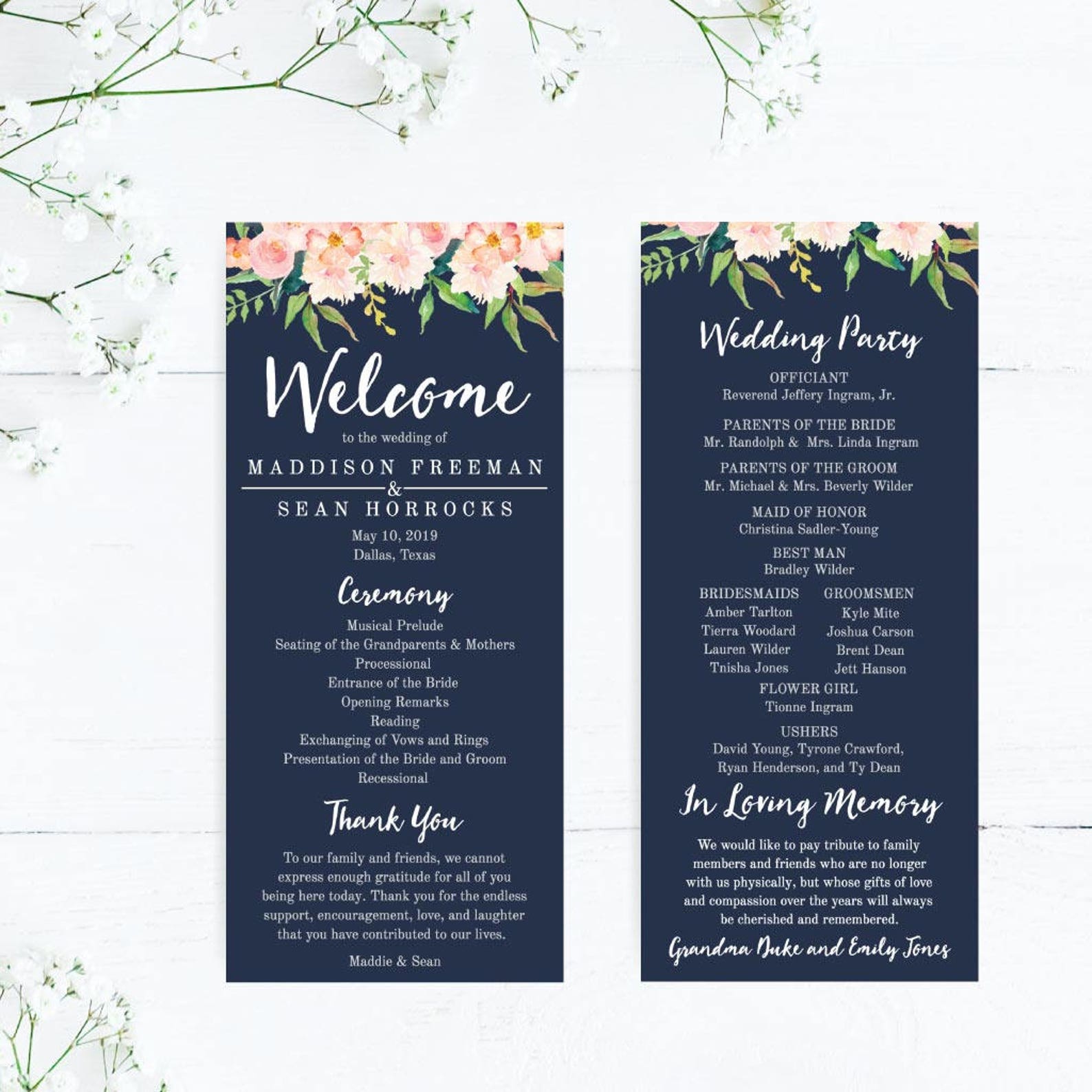 Wedding Agenda Template