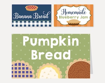 Editable Pie Tent Cards, Printable Pie Competition Food Label, Pie Night Baking Contest Tag for Buffet, DIY Thanksgiving Dessert Labels