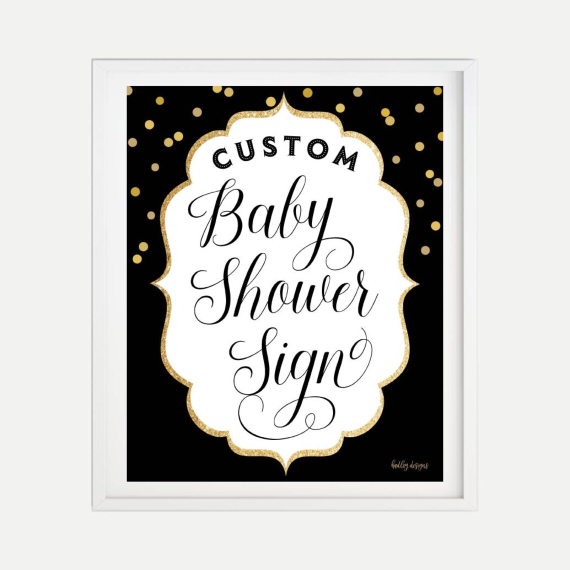 Black and Gold Baby Shower Custom Sign Template Design Your Etsy
