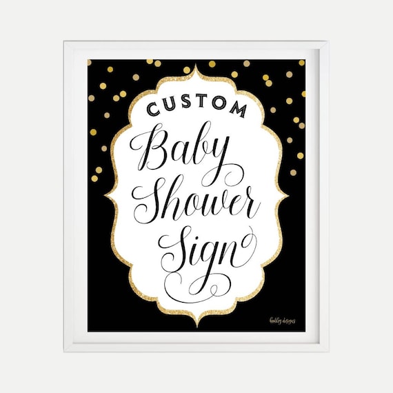 Black and Gold Baby Shower Custom Sign Template Design Your Etsy