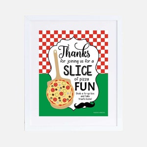 Pizza Party Thank You Favors Sign Template -  Pizza Favor Sign Personalized, Pizza Party Favors, Slice of Pizza Sign, Pizza Bar Sign