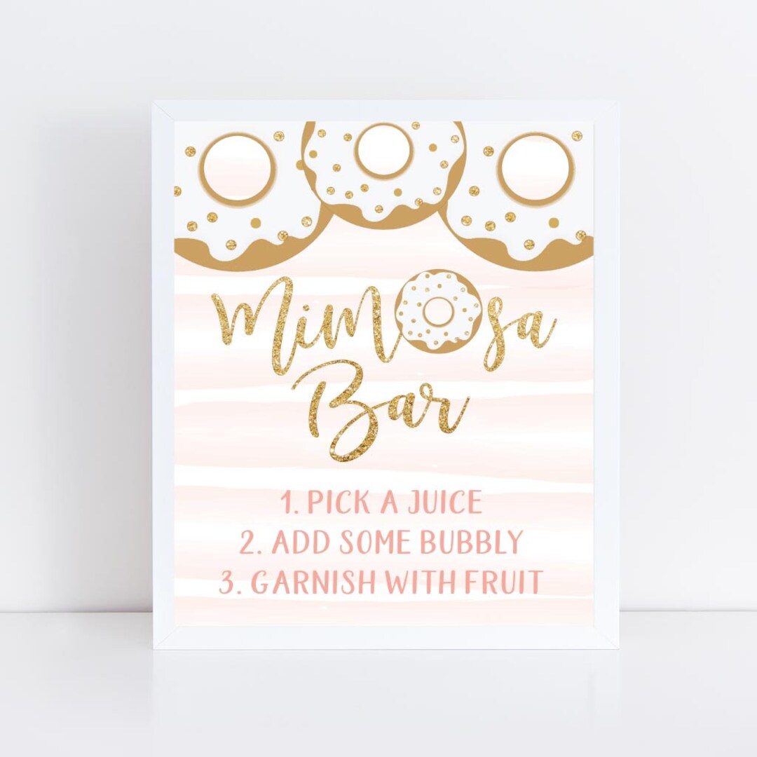 Donut Baby Shower Mimosa Bar Sign Template - Baby Shower Alcohol Sign ...