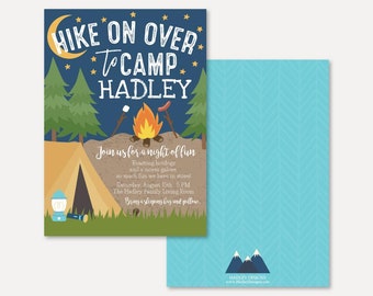 Family Camping Invitation Printable, Editable Summer Camp Invite, Sleepover Smores Picnic for Girls Boys Template, Kids Birthday Party Idea