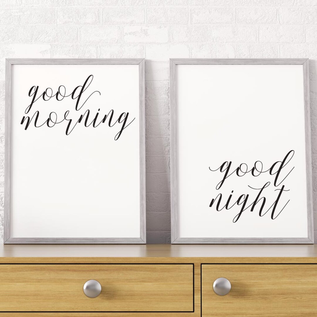 Good Morning Good Night Wall Art Set of 2set of 2 Printable Etsy