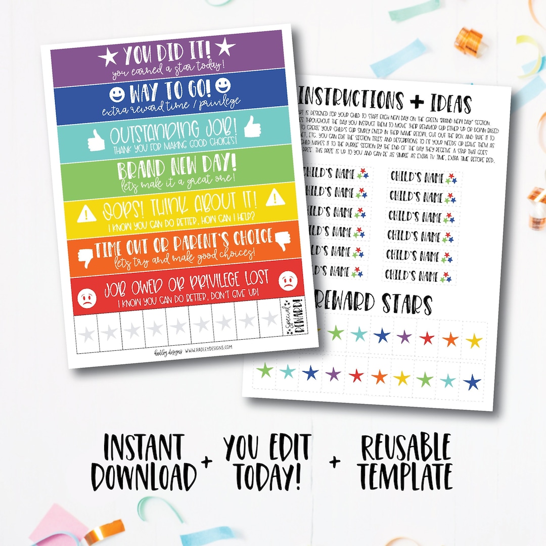 DIY Behavior Chart, Goal Chart, Editable Behavior Chart, Behavior Clip ...