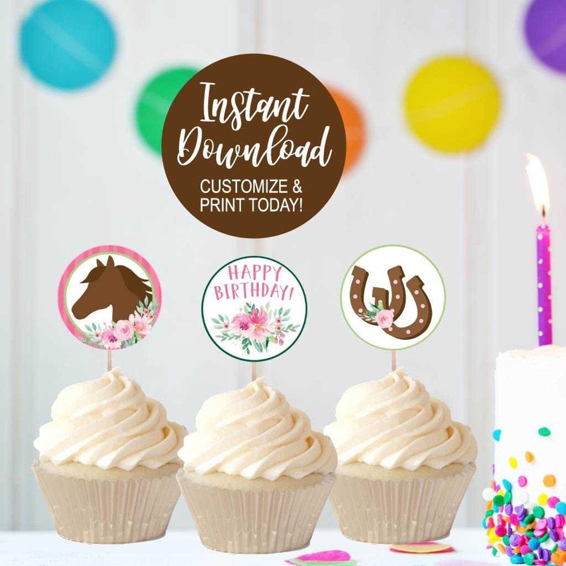 Cupcake Toppers Horse Birthday Cupcake Toppers Printable - Etsy