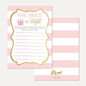 Princess Baby Shower The Price Is Right Game Template - Baby Shower The Price Is Right Game, Baby Shower Game Printable