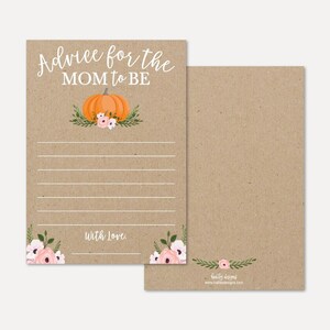 Pumpkin Girl Baby Shower Advice Card Template - Words of Wisdom Card For Baby Shower, Advice Cards Baby Shower, Advice Baby Shower