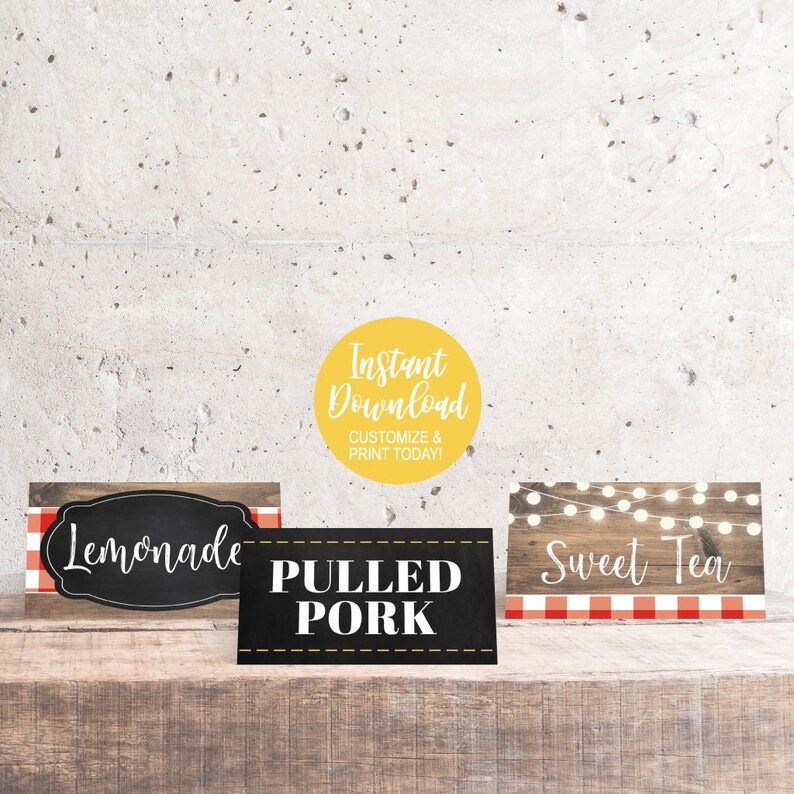 Printable Food Tent Cards Food Tent Labels Editable Etsy