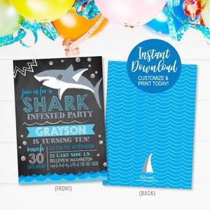 Shark Invitation Template, Shark Invitation Birthday, Shark Invitation Printable, Shark Invite Download, Instant Access