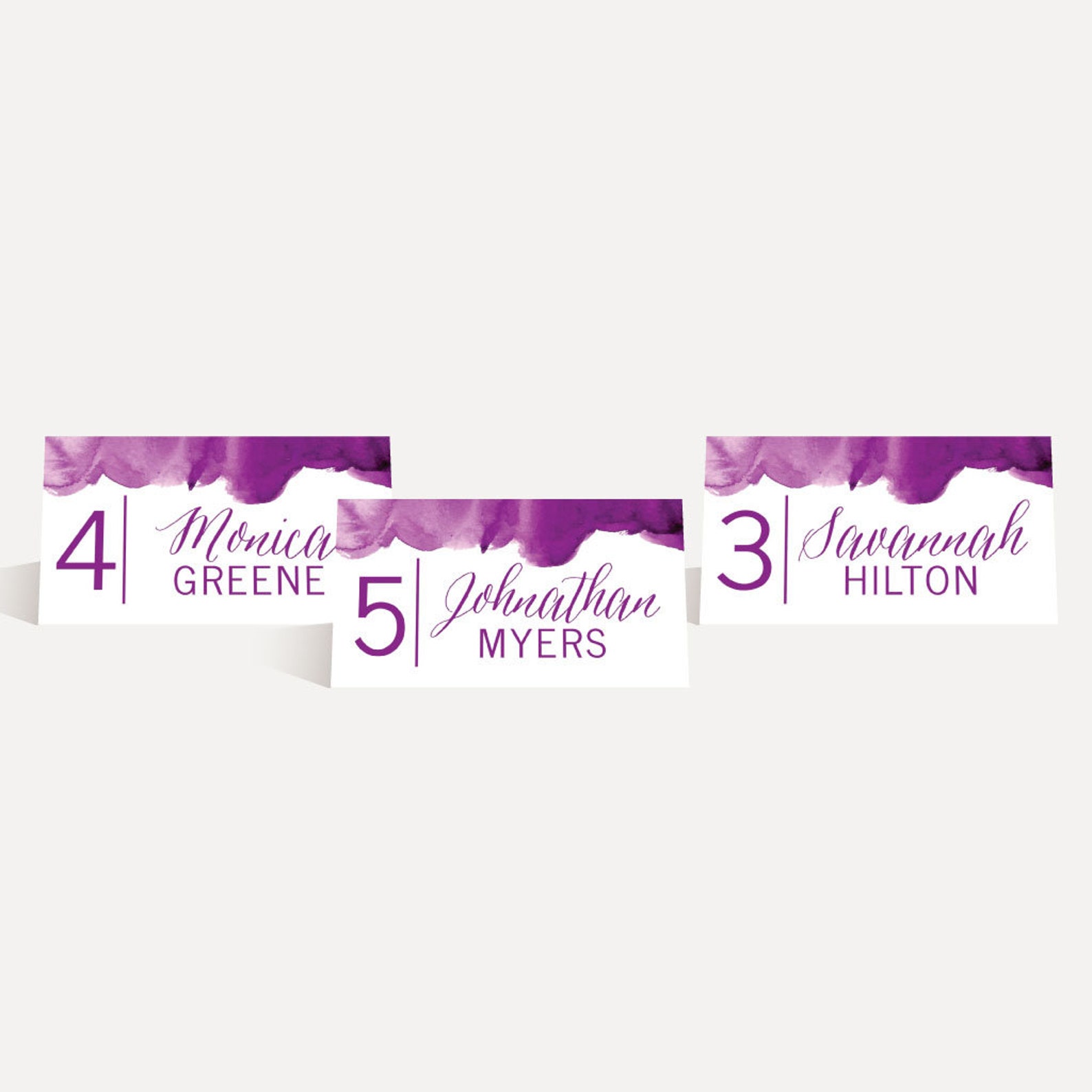 Purple Watercolor Wedding Place Cards Template Place Cards - Etsy