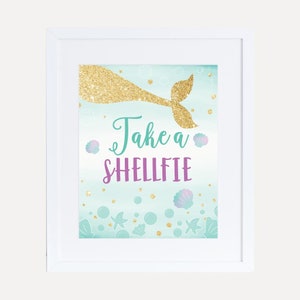 Plantilla de signo de selfie de baby shower de sirena - Decoraciones de baby shower asequibles, decoraciones de baby shower para niño, signo de baby shower para niña