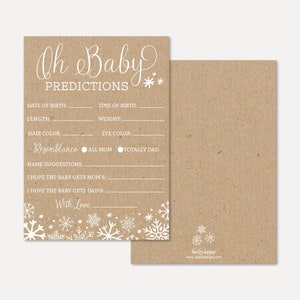 Modèle de carte de prédictions de douche de bébé petit flocon de neige - souvenir de douche de bébé imprimable, prédiction de téléchargement instantané, Hadley Designs