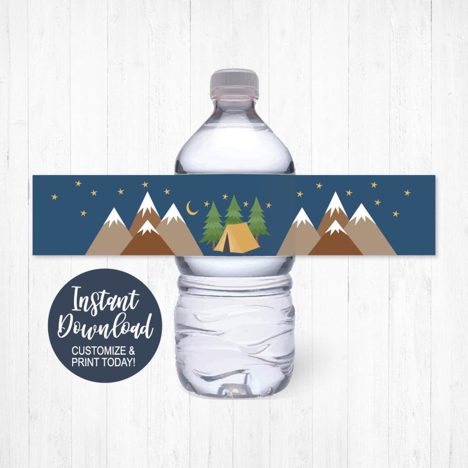 Family Campout Water Bottle Label Printable Backyard Camping | Etsy