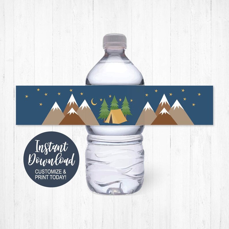 Family Campout Water Bottle Label Printable Backyard Camping - Etsy