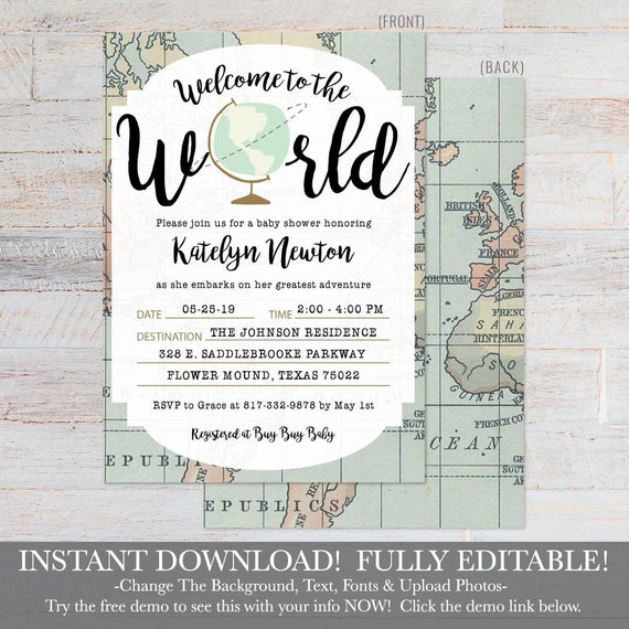 travel baby shower invite