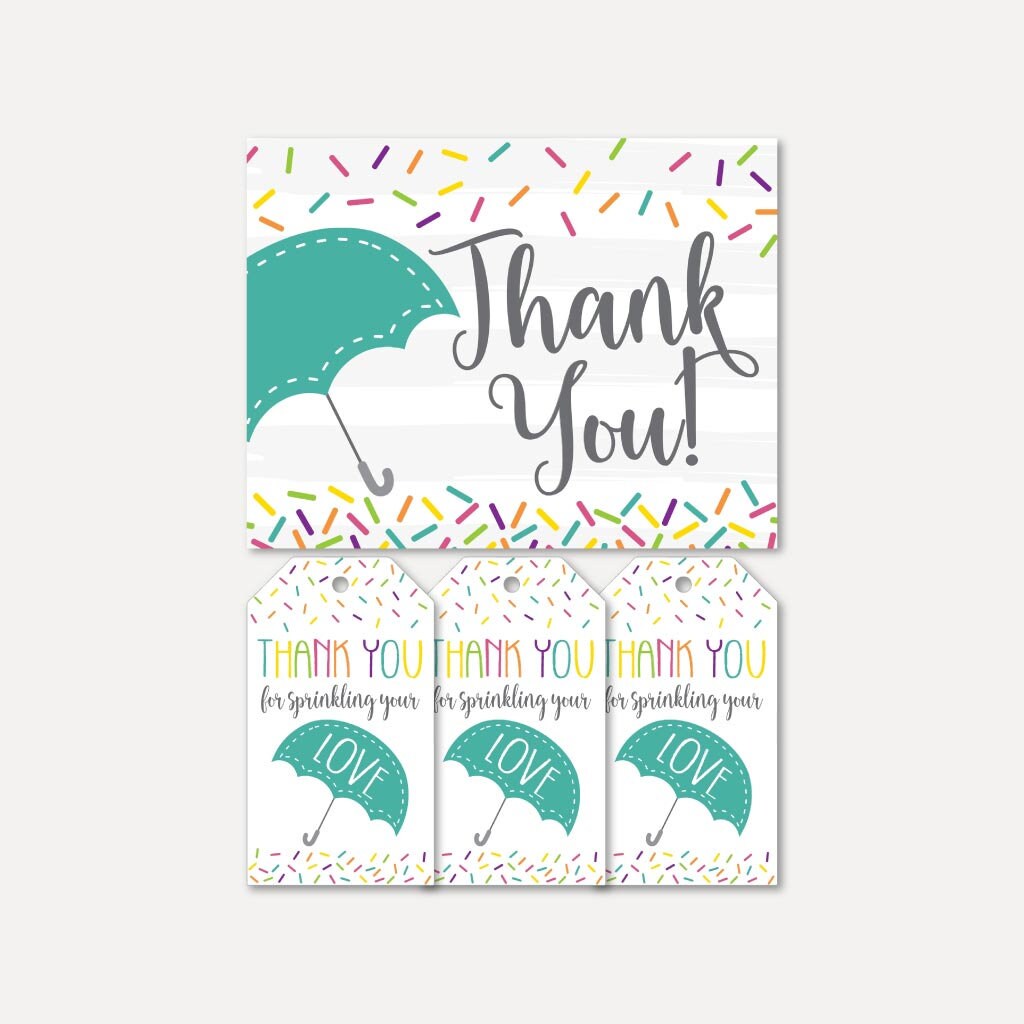 Sprinkle Baby Shower Thank You Card and Favor Tags Templates - Etsy UK