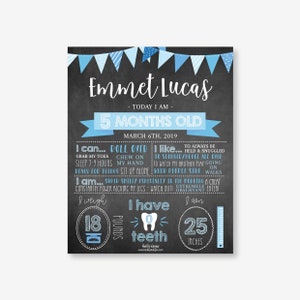 Baby mijlpaal grafiek, maandelijkse baby mijlpaal schoolbord, schoolbord eerste verjaardag, aangepaste Poster Print, baby scrapbook printables, sjabloon