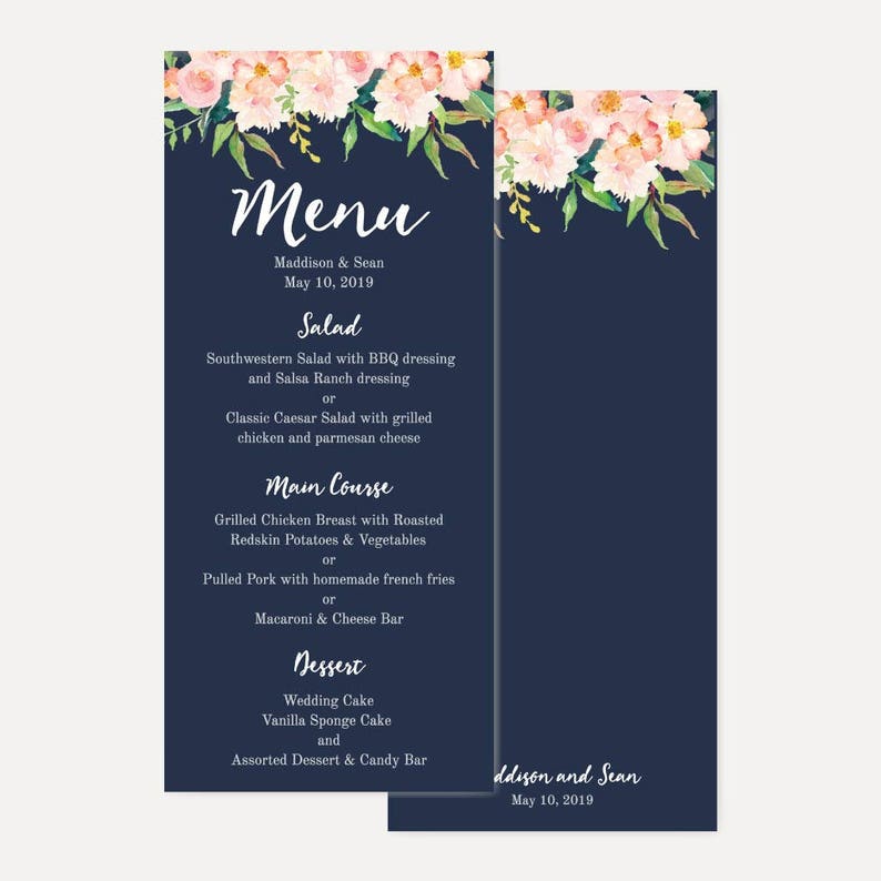Menu Card Template Wedding Menu Template with Name Wedding Menu Cards Download Printable Wedding Menu Template Wedding Menu Cheap PDF