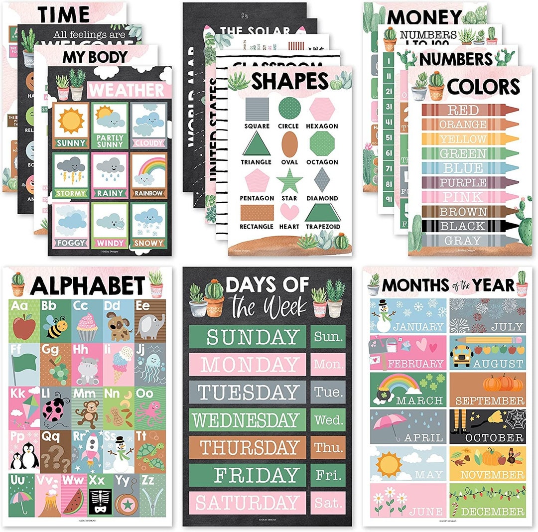 16 Cactus Kids Educational Posters for Toddlers - Pre K Learning ...