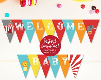 DIY Printable Banner, Editable Banner Template, DIY Pennant Banner Instant Download, Printable Party Decorations, Party Pennant Printable