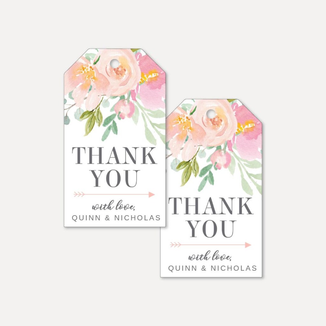 Blush Floral Modern Wedding Thank You Favor Tags Template - Thank You ...