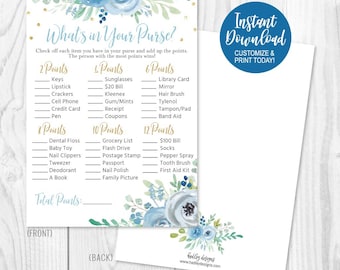 What's in Your Purse Baby Shower Game - Digital Download - Etsy