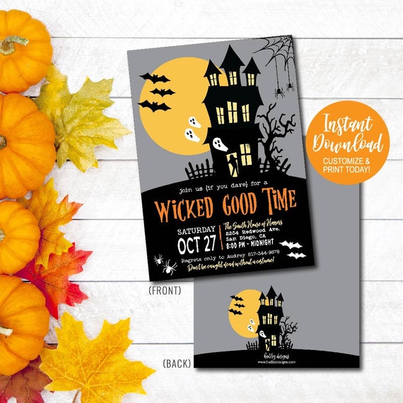 Editable Invitation Party Printable Vintage Halloween Scary | Etsy