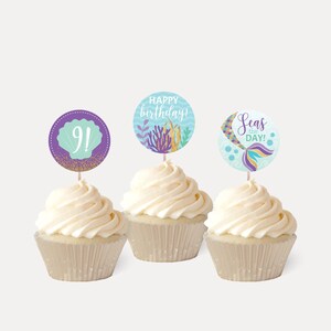 Under the Sea Mermaid Kids Party Cupcake Topper Template - Cupcake Toppers Cupcake, Cake Toppers Birthday Cupcake Toppers