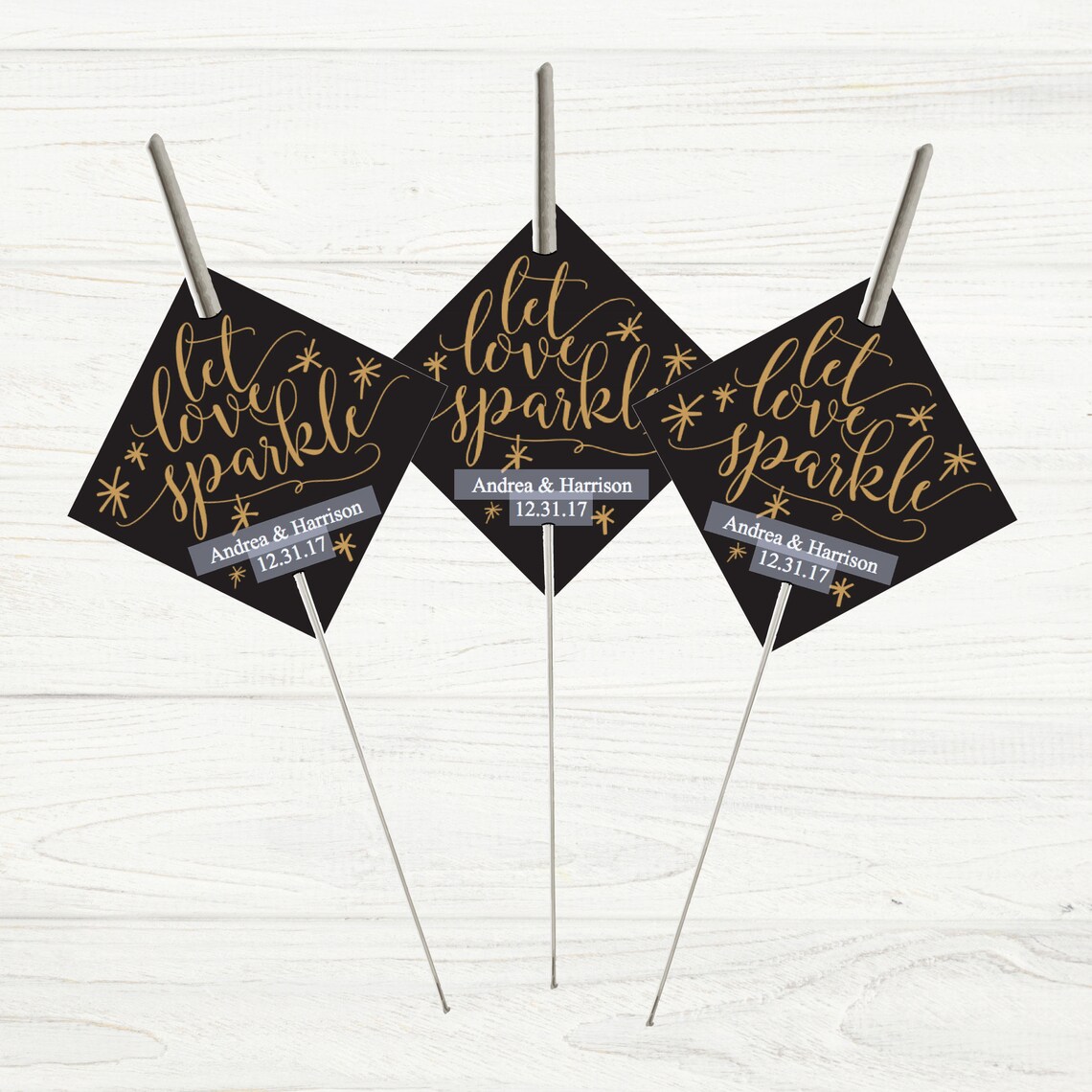 Printable Let Love Sparkle Tags for Sparklers Black Gold - Etsy