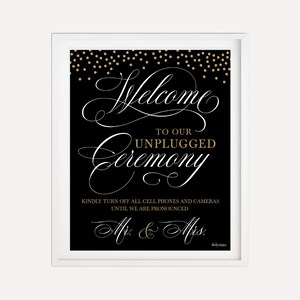 Elegant New Years Eve Wedding Unplugged Ceremony Sign Template - Wedding Unplugged Sign, Unplugged Wedding Sign, Wedding Ceremony Sign