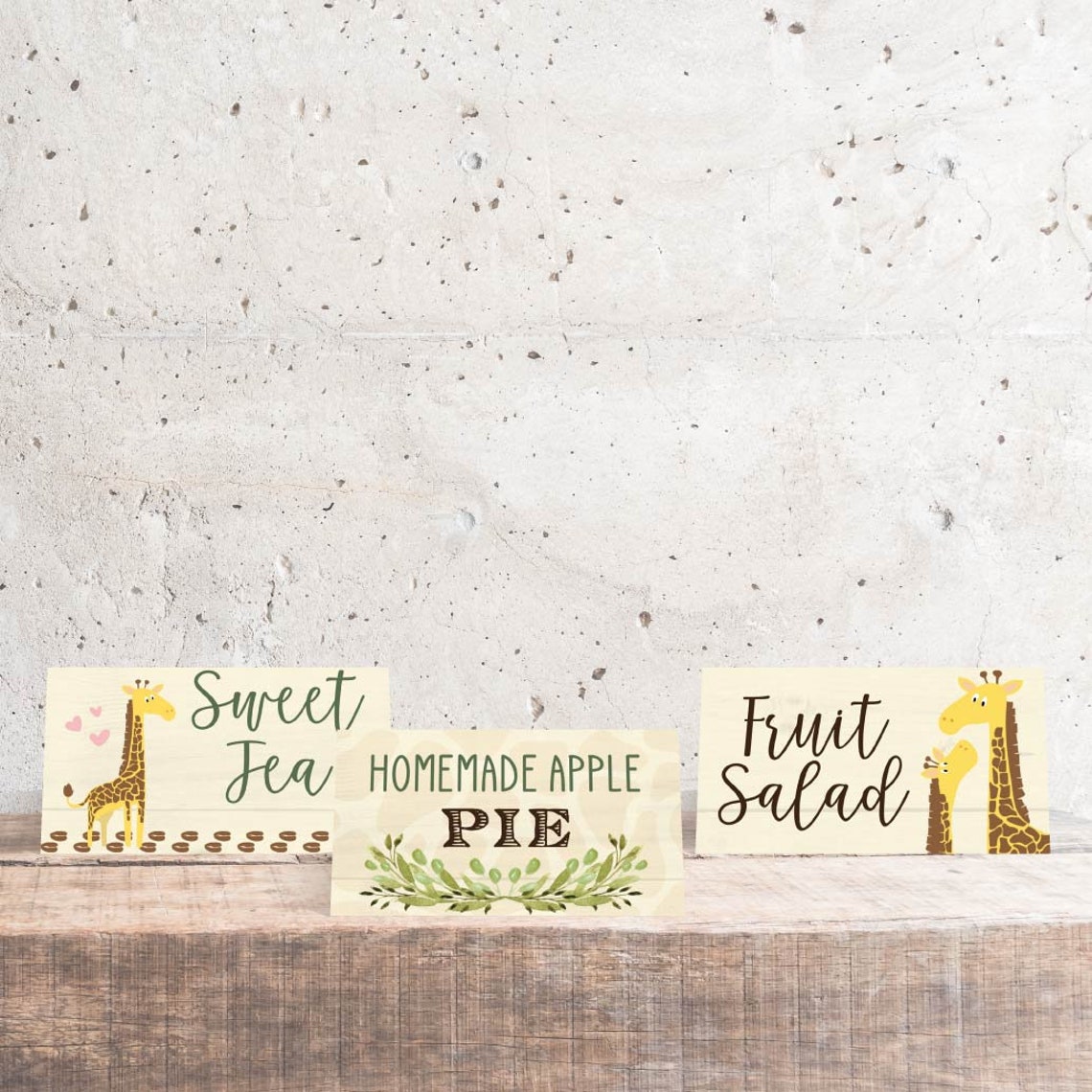 Giraffe Baby Shower Food Tent Cards Template Food Tent Card Etsy