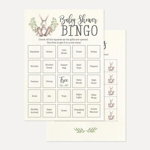 Greenery and Bunny Baby Shower Games Printable, Baby Shower Printable Games, DIY Baby Shower Games, Instant Download Baby Shower Game