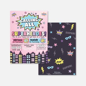 Superhero Kids Party Invitation Template - Superhero Party Supplies, Superhero Party Printables, Superhero Party Invitations Download, Print