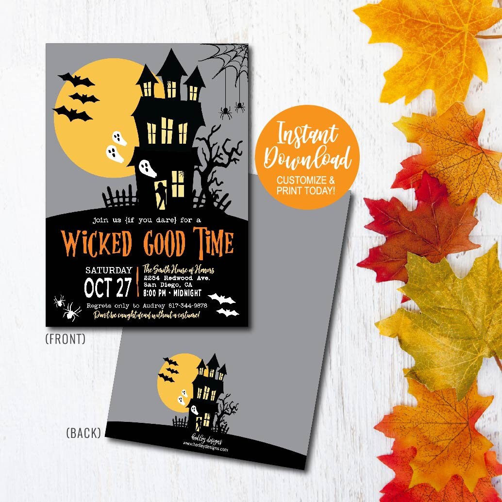 Editable Invitation Party Printable Vintage Halloween Scary | Etsy
