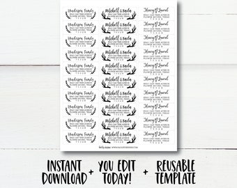 Return Stickers, Custom Labels, Wedding Labels, Envelope Labels, Personalized Address, Shipping Labels, Mailing Labels, Mail Labels, DIY PDF