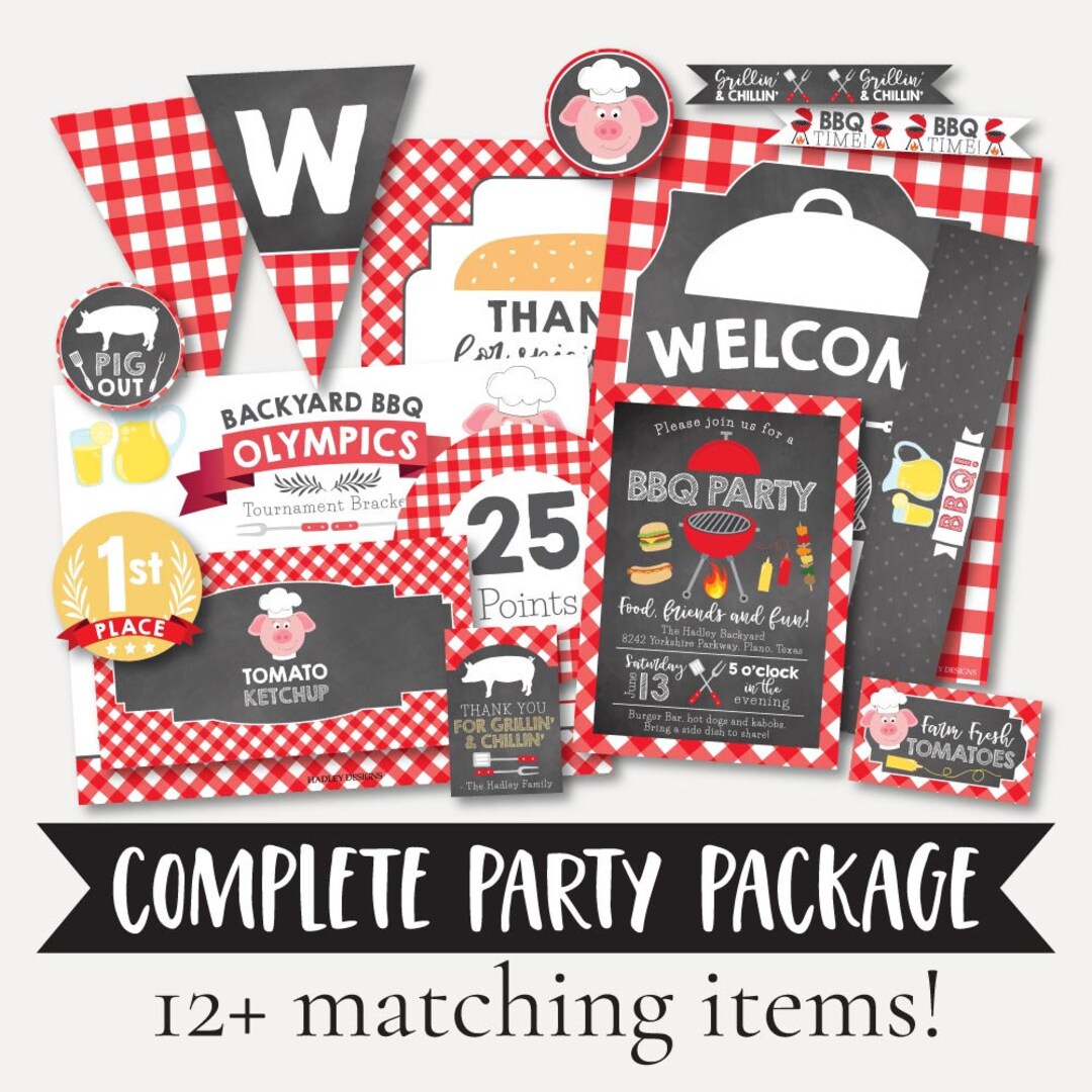 Printable Summer BBQ Complete Set Outdoor Grill Decor - Etsy