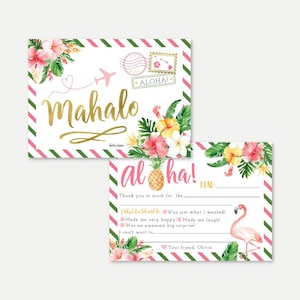 Tropische Kids Party Vul de lege dank u kaartsjabloon in - Tropische dank u kaart Instant Download, tropische dank u opmerking afdrukbaar