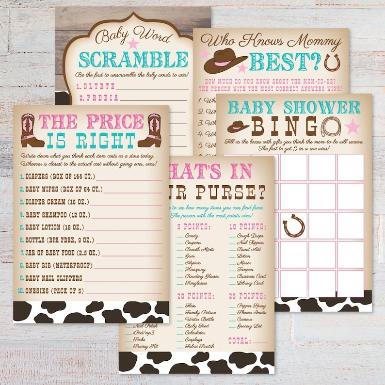 Baby Shower Game Suite Baby Shower Game Package Baby Shower Etsy